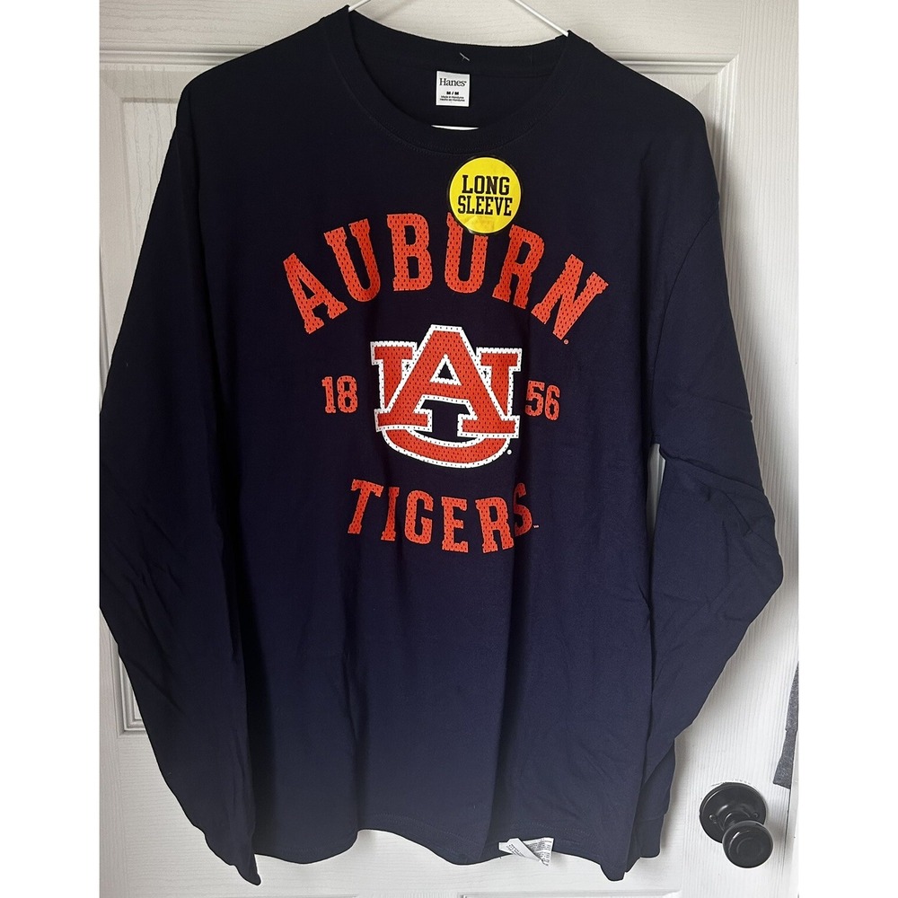 Auburn Tigers Ladies Womens Long Sleeved Blue Crew Neck Shirt Medium Hanes Bx0